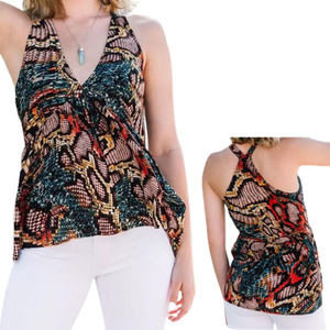 Willow & Root V-Neck Snake Print Racerback Babydoll Tank Top - XL